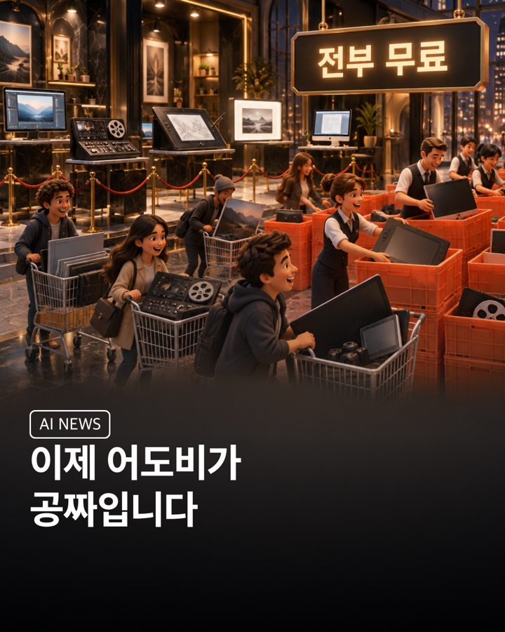이제 어도비가 공짜입니다 — 카드 표지